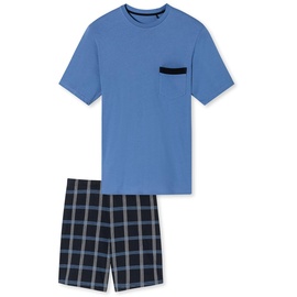 SCHIESSER Herren Schlafanzug kurz Rundhals-Nightwear Set Pyjamaset, atlantikblau_180261, 56