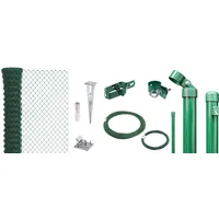 GAH Alberts Alberts Maschendrahtzaun als Zaun-Komplettset, mit Bodenhülse ohne Einbetonieren, grün, Maschenweite 60 x 60 mm | Grün