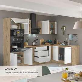 kochstation Winkelküche Florida L-Form 270 cm Weiß