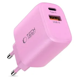 OEM Tech-protect Nca20 Pd 20w Qc3.0 Usb-a / Usb-c Wandladegerät – Pink