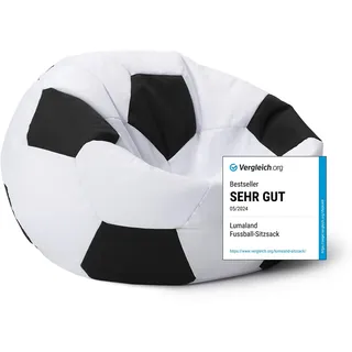 Lumaland Fussball-Sitzsack (110 cm Ø): Der Hattrick fürs Sitzgefühl | So geht stilechtes Mitfiebern sowohl Indoor als auch Outdoor | Waschbarer Bezug