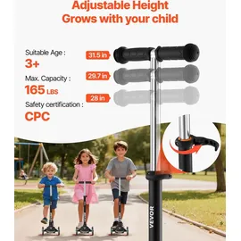 Vevor Scooter (3 Räder) ab 3 Jahren, Cityroller Kinderroller mit leuchtenden Rädern & höhenverstellbarem Lenker & rutschfestem Deck & leichtem Aluminiumrahmen, Tretroller bis zu 75 kg, Schwarz