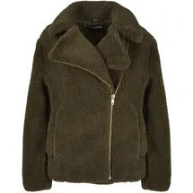 URBAN CLASSICS Ladies Sherpa Biker Jacket - olive,