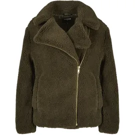 URBAN CLASSICS Ladies Sherpa Biker Jacket - olive,