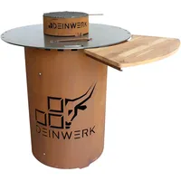 DEINWERK - Grillfass-Set Grilltonne aus Corten mit Plancha, Grillrost,