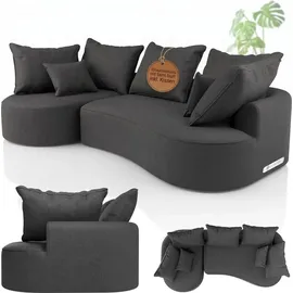 Juskys Sofa Tirano - Ecksofa L-Form, inkl. Kissen, 4-Sitzer Eckcouch, Samt Dunkelgrau &