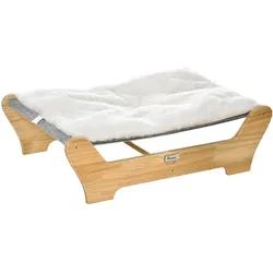 PawHut Katzenbett samtartiges Polyester, Kiefernholz
