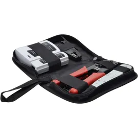 Digitus LAN Netzwerk Werkzeug-Set - Netzwerktester - Crimpzange - Schneide- & Abisolierwerkzeug - LSA Auflegewerkzeug