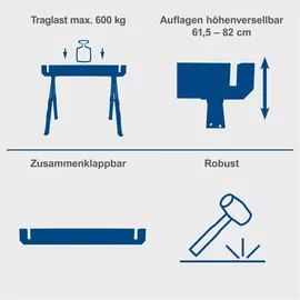 SCHEPPACH Arbeitsbock Stahl 615-820 mm grau 2-tlg.