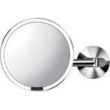 Simplehuman Sensorspiegel Ø20cm, 5-fache Vergrößerung, Netzbetrieb, edelstahl poliert ST3016 Make-up-Spiegel Saugnapf Rund Gebürsteter Stahl