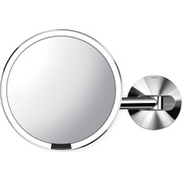 Simplehuman Sensorspiegel Ø20cm, 5-fache Vergrößerung, Netzbetrieb, edelstahl poliert ST3016 Make-up-Spiegel Saugnapf Rund Gebürsteter Stahl