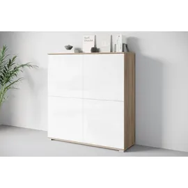 OTTO home PC-Schrank OTTO HOME "Kenia, Sekretär, Home Office", sonoma, weiß hochglanz, B:120cm H:125cm T:39,5cm, Sekretäre, Mit Push-to-open, Tastaturauszug und praktischem Stauraum