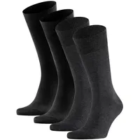 Falke Herren Socken, 4er Pack - Happy, Kurzsocken, Baumwolle Schwarz/Anthrazit 39-42