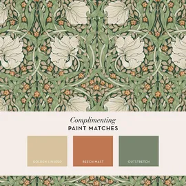William Morris At Home Vliestapete Pimpernel 10 m x 52 cm Grün FSC®