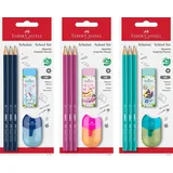 Faber-Castell Bleistift 1111 Schulset 5-teilig HB Blau/Mehrfarbig