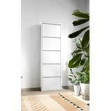 Dmora - Schuhschrank Isidro, Schuhregal aus Metall, Mehrzweck-Eingangsgarderobe, Möbel für Schuhe, 50x15h172 cm, Weiß