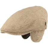 Herren Winter Schiebermütze mit Ohrenklappen Flatcap Schirmmütze 100% Wolle Mütze mit ausklappbarer Ohrenschutz Hautfreundlich & Bequem 58 - 58