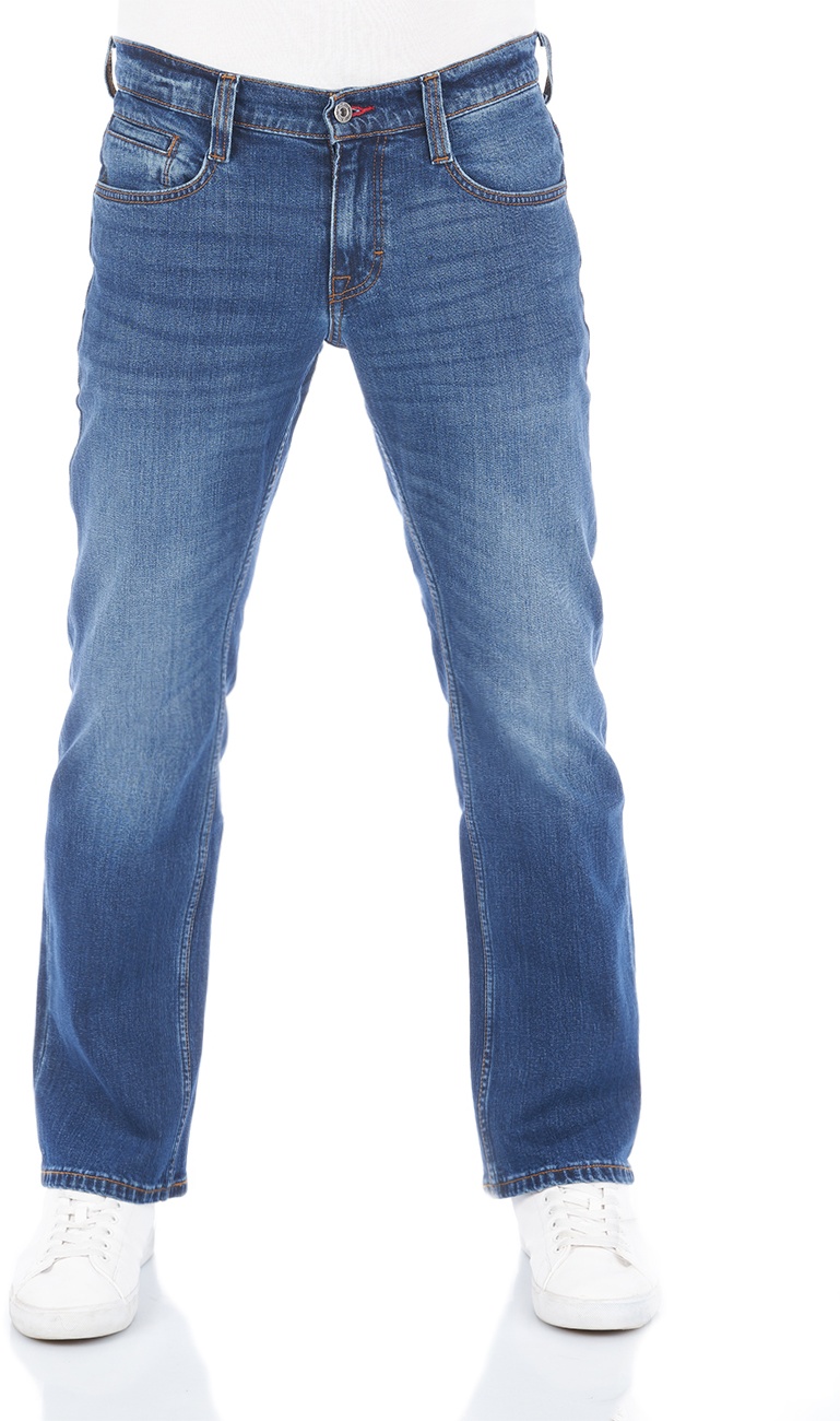 Mustang Herren Jeans Oregon Bootcut Bootcut Blau Tiefer Bund Reißverschluss L 34