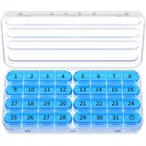 Zoksi Tablettenbox Monat 32 Tage, Pillendose 31 Tage 4 Fächer, Medikamentenbox für 1 monat, mit 8 Stück Pillendose Klein für Unterwegs,Tragbare Pillenbox für Tabletten & Supplement