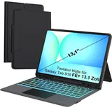 Für Samsung Galaxy Tab S10 FE+ 13,1" Tastatur Hülle - Folio 7 Farben Beleuchtung Trackpad Tablet Cover - Beleuchtete Deutsches QWERTZ Layout Tastatur mit Stifthalter für Tab S10 FE Plus 13.1 Zoll