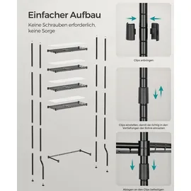 Songmics 4-stöckiges Toilettenregal, mit Haken platzsparend schwarz
