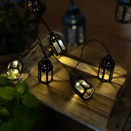 Nowa Lichterkette Solarleuchten Aussen LED Solarlampe Gartenlampe Dekoration in Laternenform, Kunststoff schwarz, 30x LED warmweiß, L 200 cm