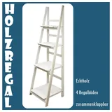 Kingpower Leiterregal Regal Bücherregal Wandregal Standregal Blumentreppe Klappbar Weiß weiß