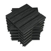 Woltu 22 x Premium WPC Terrassenfliesen 30x30cm Holz Optik mit Relief, Balkonfliesen Garten Fliesen Bodenbelag Anthrazit (2 m2)