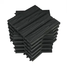Woltu 22 x Premium WPC Terrassenfliesen 30x30cm Holz Optik mit Relief, Balkonfliesen Garten Fliesen Bodenbelag Anthrazit (2 m2)