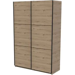 Schiebetürenschrank DEMEYERE GROUP "Alhambra", eiche royal, schwarz, B:148cm H:223,7cm T:60cm, Spanplatte, Schränke, viel Stauraum, 2 Kleiderstangen aus Stahl, viele Ablageflächen