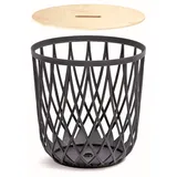 Prosperplast Uniqubo aus Kunststoff in Anthrazit 39 (L) x 39 (B) x 40 (H) cm mit Holzdeckel