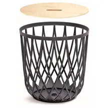 Prosperplast Uniqubo aus Kunststoff in Anthrazit 39 (L) x 39 (B) x 40 (H) cm mit Holzdeckel
