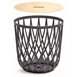 Prosperplast Uniqubo aus Kunststoff in Anthrazit 39 (L) x 39 (B) x 40 (H) cm mit Holzdeckel