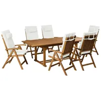 Beliani Gartenmöbel Set 6-tlg. Braun/Cremeweiß