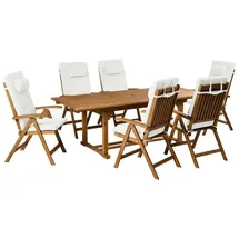 Beliani Gartenmöbel Set 6-tlg. Braun/Cremeweiß