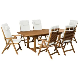 Beliani Gartenmöbel Set 6-tlg. Braun/Cremeweiß