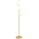 Nettlife Stehlampe Wohnzimmer Gold Glas Vintage E27 Modern Standleuchte Industrial, mit Fußschalter, LED wechselbar, Wohnzimmer Schlafzimmer Büro Kinderzimmer goldfarben