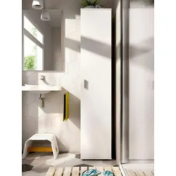 Dmora Mehrzweck-Kleiderschrank Lagalb, Multifunktionaler Besenhalterschrank, Hoher Mehrzweck-Kleiderschrank mit 1 Tür, 39 x 35 x 190 cm, Weiß