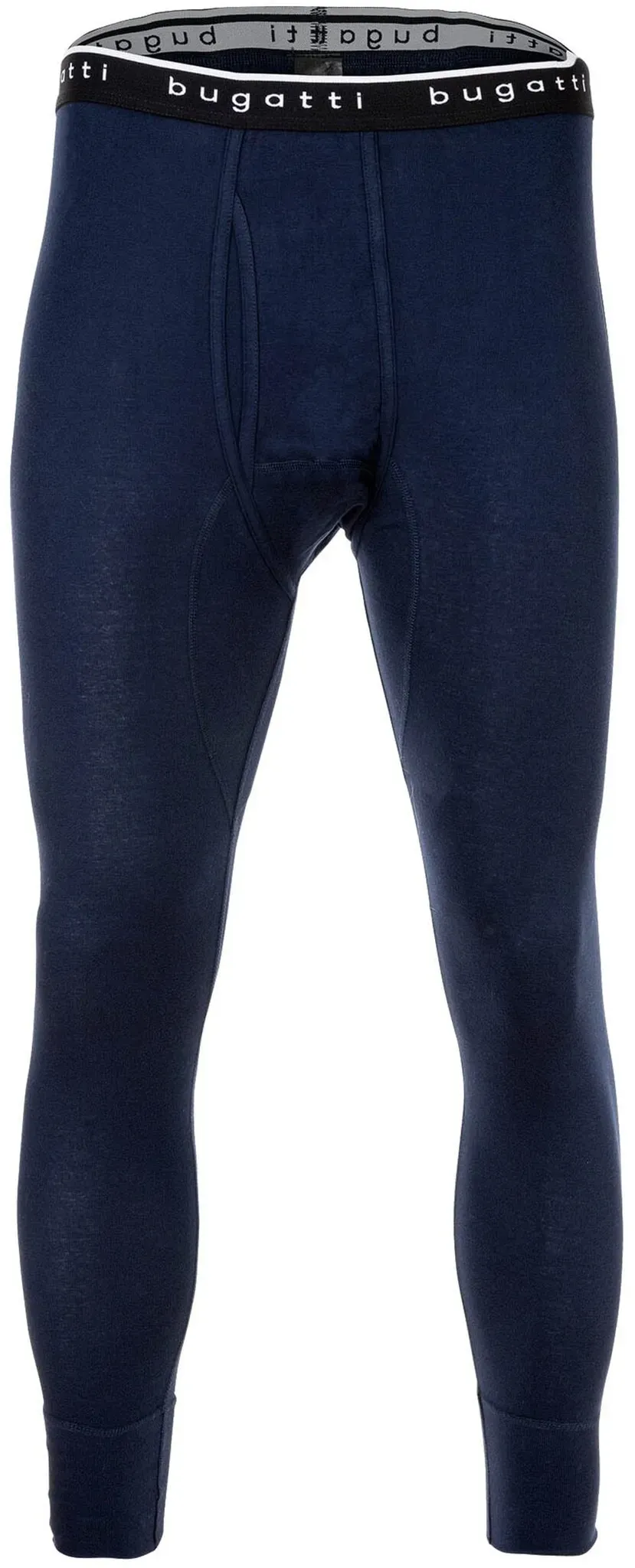 Lange Unterhose BUGATTI "Lange Unterhose Lange Unterhose Feinripp 1er Pack", Herren, Gr. M, blau, Obermaterial: 100% Baumwolle CO., Unterhosen Lange Unterhose