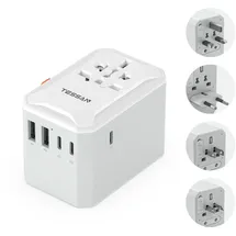 TESSAN Reiseadapter 2500 W Grau 1 St.