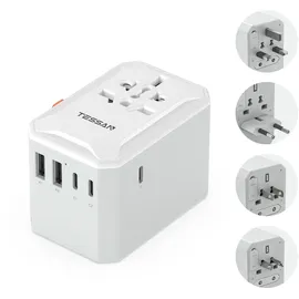 TESSAN Reiseadapter 2500 W Grau 1 St.