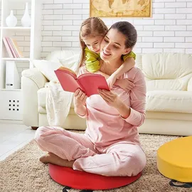 Costway 6er Set Kinder Stuhlkissen Rund mit Griff & Reißverschluss Bodenkissen Sitzkissen Sitzerhöhung Hauptkissen für Kinderzimmer & Kinderga... - Bunt