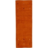 carpetfine Läufer Gabbeh Uni, rechteckig, 15 mm reine Wolle, handgewebt, Gabbeh Tiermotiv orange 80 cm x 350 cm x 15 mm