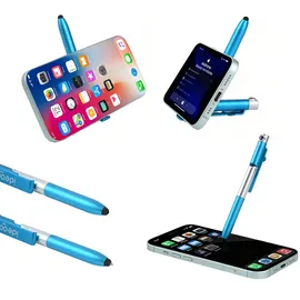 shop'n smile ideoon 4in1 Kugelschreiber mit LED-Lampe, Touchpen für Tablets & Handy-Ständer Funktion, 10er-Set Multifunktionsstift Schreibset für Büro, Alltag und Reise