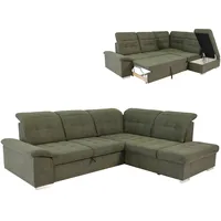 Ecksofa - olive - Liegefunktion - Staukasten rechts