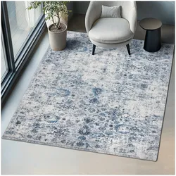 tectake® Vintage Designer Teppich, verschiedene Größen, pflegeleichter, flauschiger Kurzflor, rutschfeste Unterseite