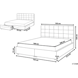 Beliani Polsterbett180X200, Braun Textil, 180x200 cm