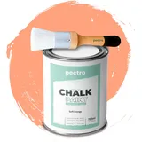 PECTRO PACK Kreidefarbe für möbel 750ml + Malerpinsel speziell für Chalk Paint - Möbellack Natürlicher Kreideeffekt - Farbe für Holz (Schwach Orange)