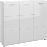 Lomadox - Schuhschrank Kommode 135 cm breit weiß Hochglanz MALABO-129