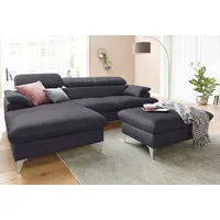 Cotta Polstergarnitur »Caluso«, (2 tlg.), Set: bestehend aus Ecksofa, Hocker, Ecksofa inkl. Kopfteilverstellung grau